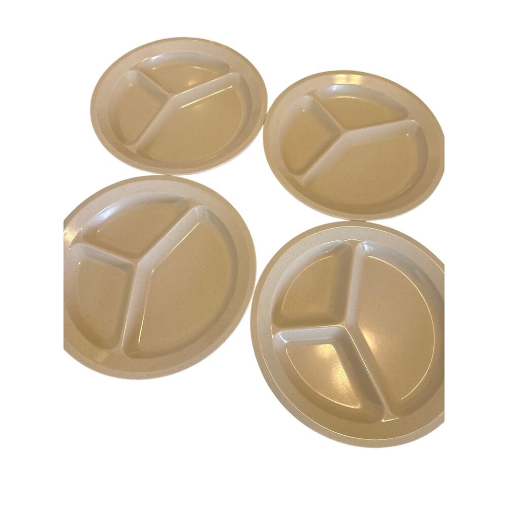 Dinner Plates Set of 4 Divided Sections Beige 11 in Restaurant Style Heavy Duty